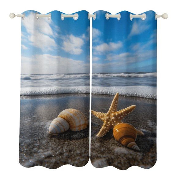 Beach Starfish Shells (39) Luxury Window Curtains Blinds for Living Room Kids Bedroom Bathroom Kicthen Door Home Decor 2 Panels