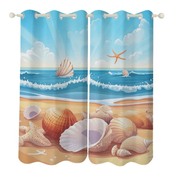 Beach Starfish Shells (75) Luxury Window Curtains Blinds for Living Room Kids Bedroom Bathroom Kicthen Door Home Decor 2 Panels