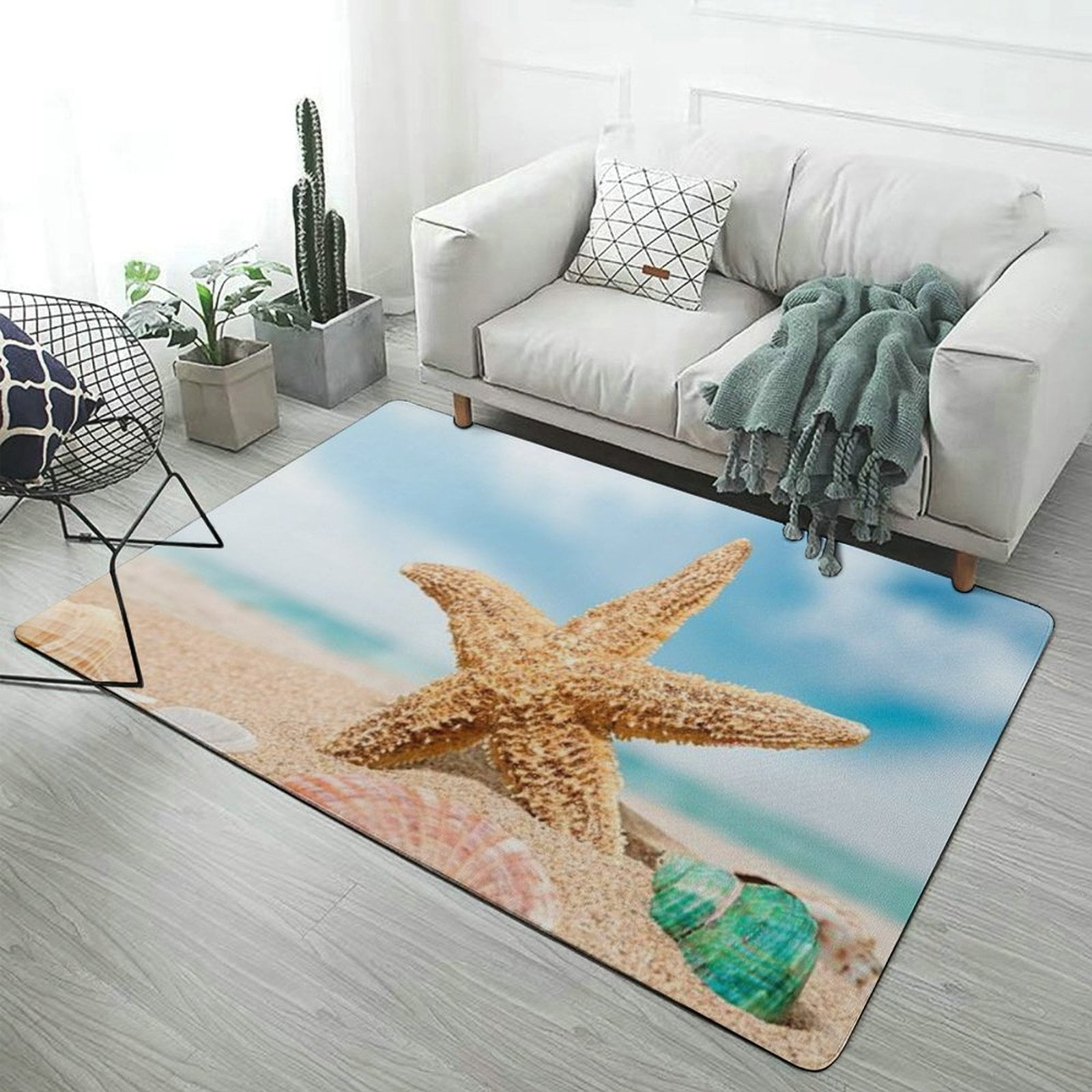 Beach Starfish Shells Area Rugs Carpet Suitable for Living Room Kitchen ...