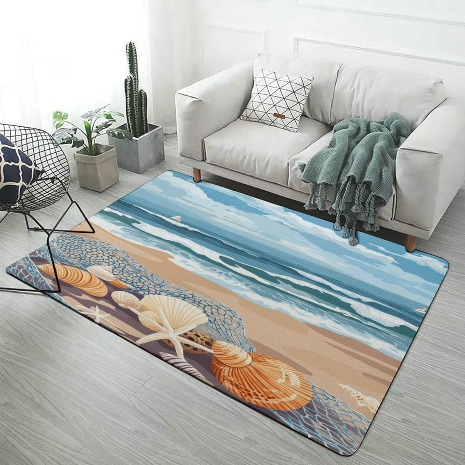 Beach Starfish Shells Area Rugs Carpet Suitable for Living Room Kitchen ...