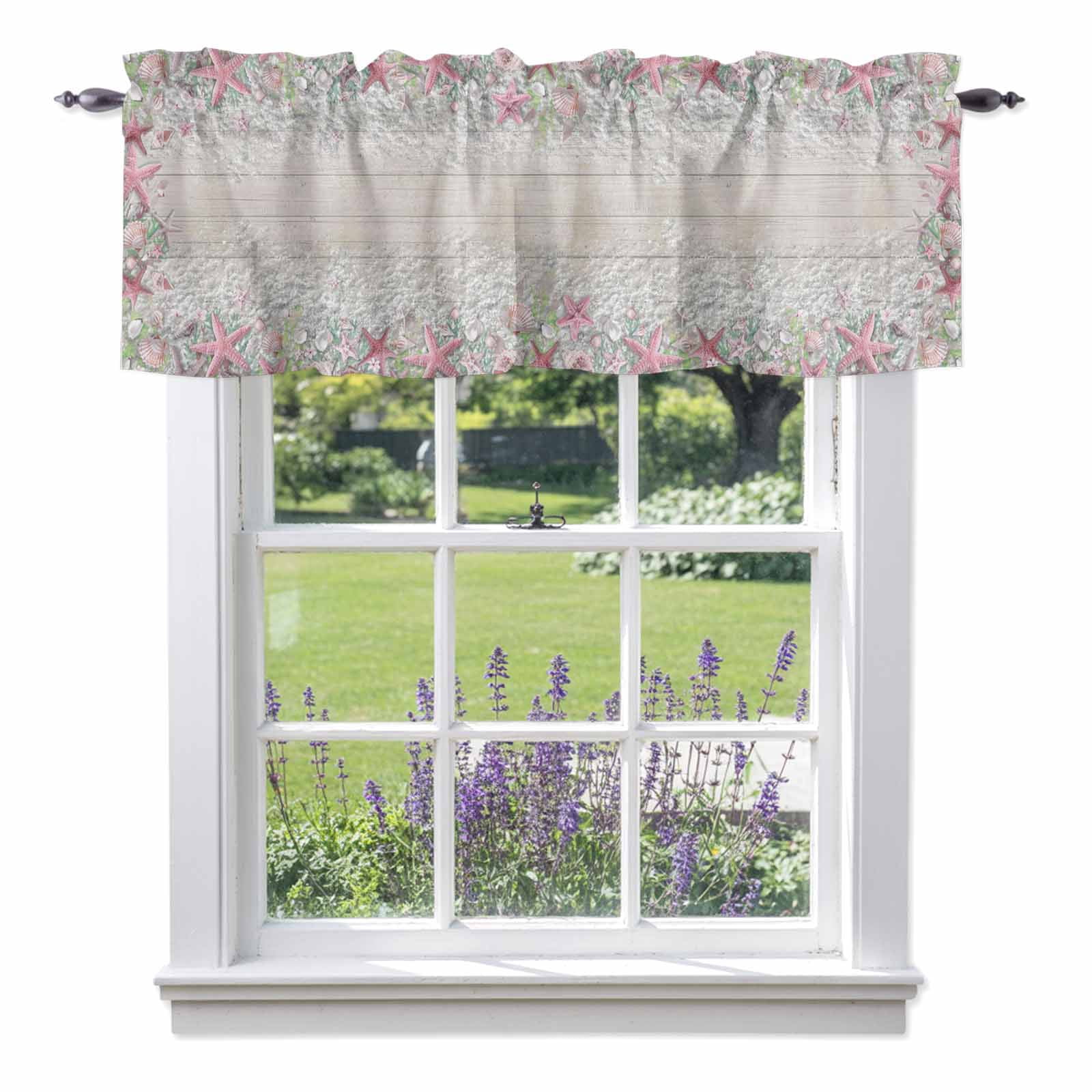 Beach Starfish Valances for Windows Summer Pink Sea Star Nut Shell ...