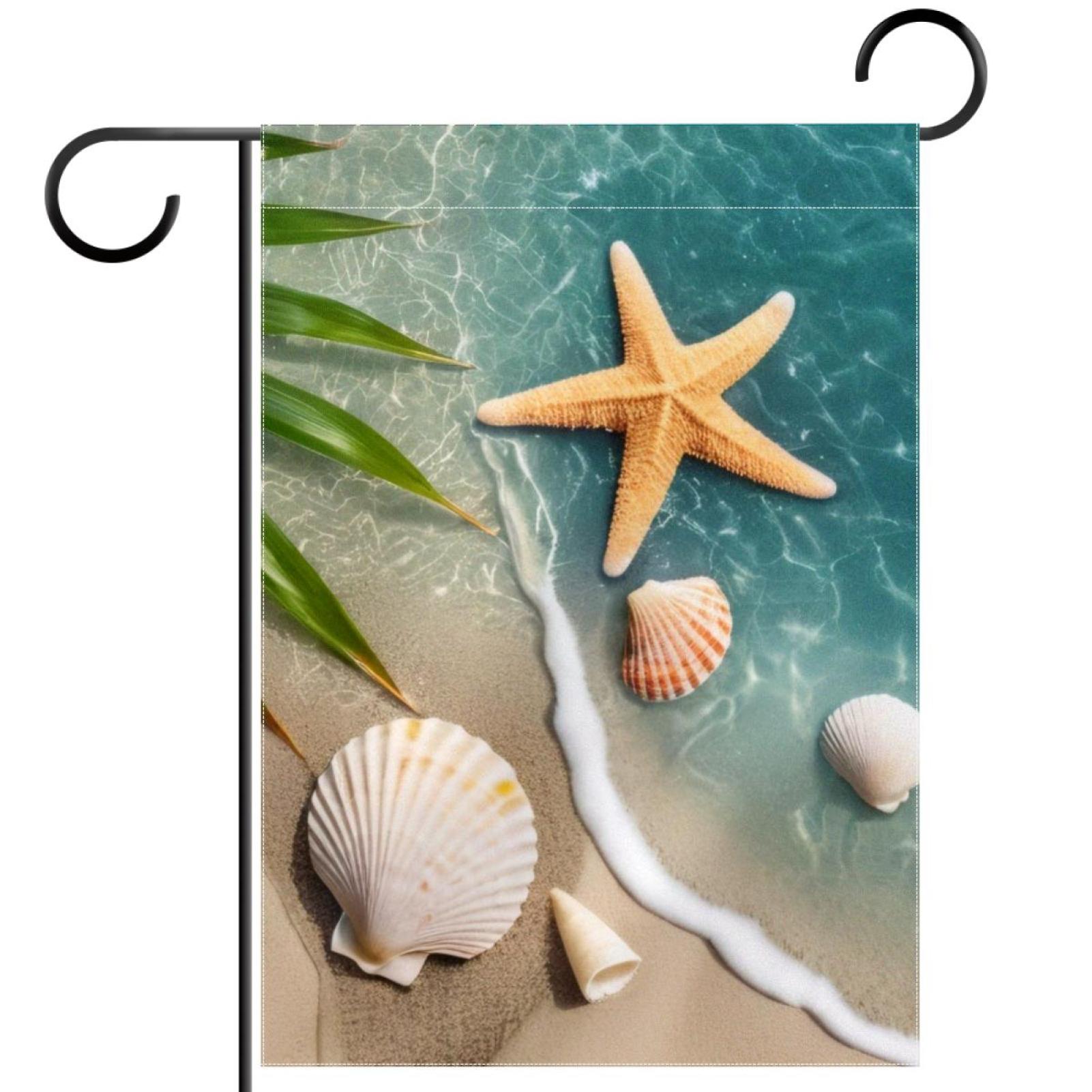 Beach Starfishes Seashells Garden Flag 12x18 Vertical Double Sided