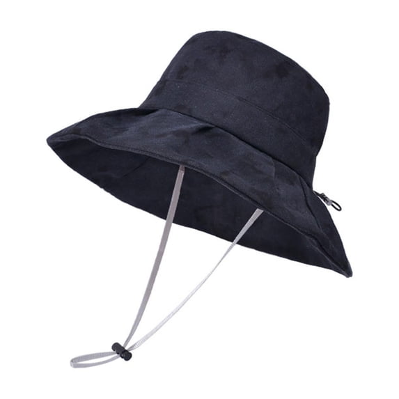 Beach Straw Hats for Women CQXIDFH Spring Summer Fashion Fisherman Hat, Women Wide Brim Sunshade Cap, Outdoor Travel Covering Sun Hat, Casual Breathable Vacation Headwear, Beret Hat (Black, One Size)
