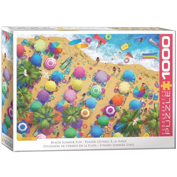 Beach Summer Fun Jigsaw Puzzle 1000 Pieces, Vibrant Coastal Scene
