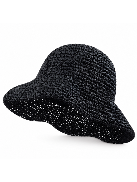 Beach Sun Hat, Foldable Straw Woven Hat with 54-60 cm Fit Range, Packable Travel Hat for Beach Trips, Vacation, Outdoor Shade and Everyday Summer Style