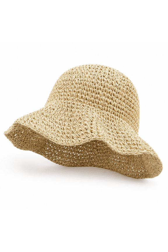 Beach Sun Hat, Foldable Straw Woven Hat with 54-60 cm Fit Range, Packable Travel Hat for Beach Trips, Vacation, Outdoor Shade and Everyday Summer Style