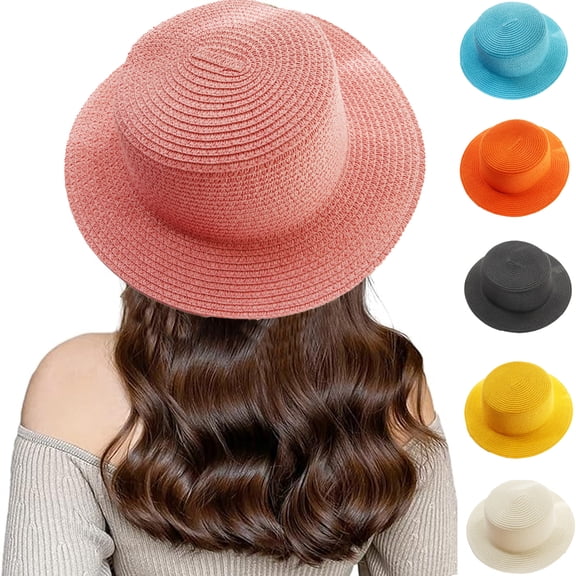 Beach Sun Hats for Women, Straw Hat for Women UPF 50  UV Sun Protection Summer Hat Foldable Flat Top Cap