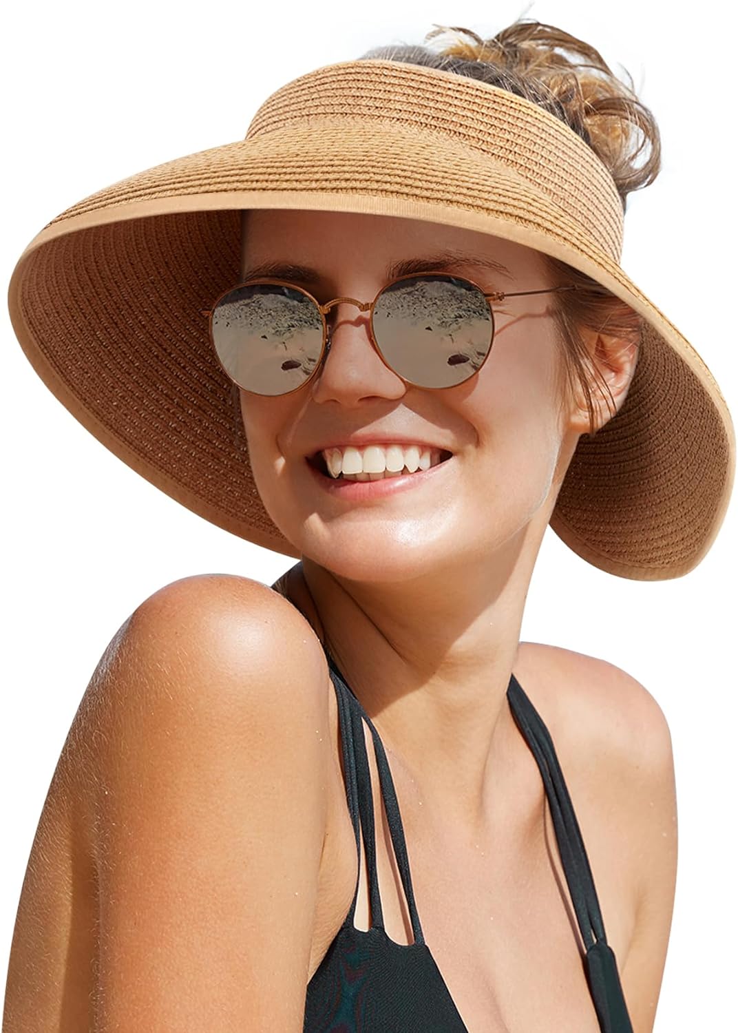 Wide Brim Straw Hat Foldable Floppy Sun Hat UPF 50+ Women main image 3
