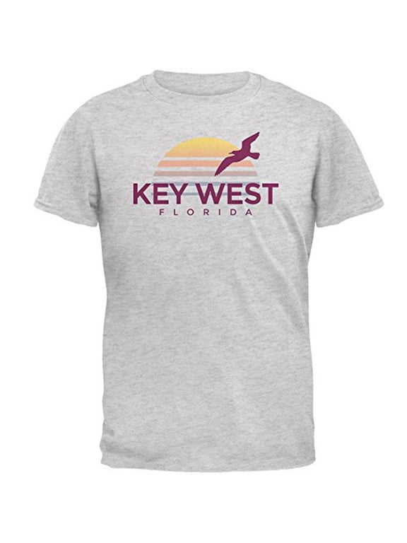 Beach Sun Key West Florida Mens T Shirt Light Heather Grey MD