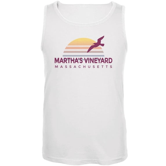 Beach Sun Martha's Vineyard Massachusetts Mens Tank Top White LG