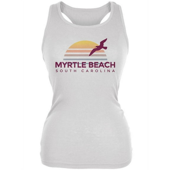 Beach Sun Myrtle Beach South Carolina Juniors Soft Tank Top White SM