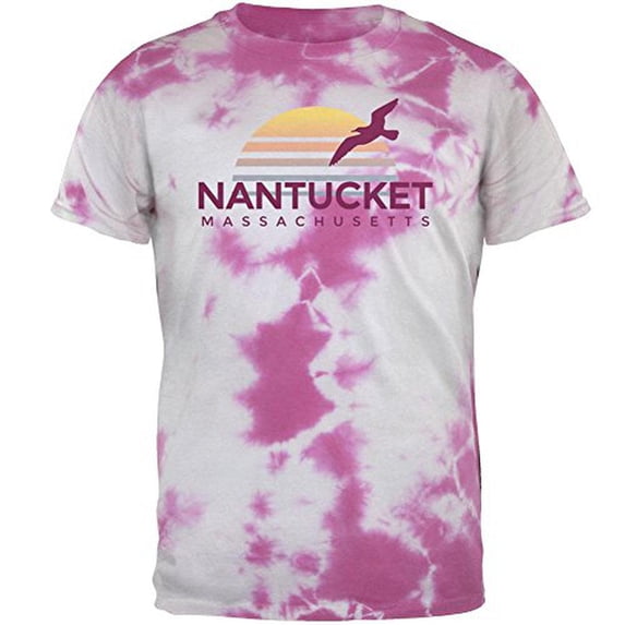Beach Sun Nantucket Massachusetts Mens T Shirt Lightning Pink Tie Dye MD