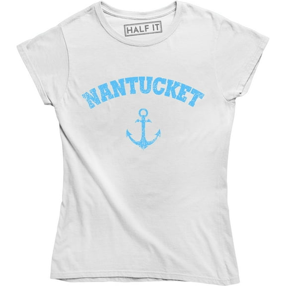 Beach Sun Nantucket Massachusetts Women's Vintage Anchor Design T-Shirt