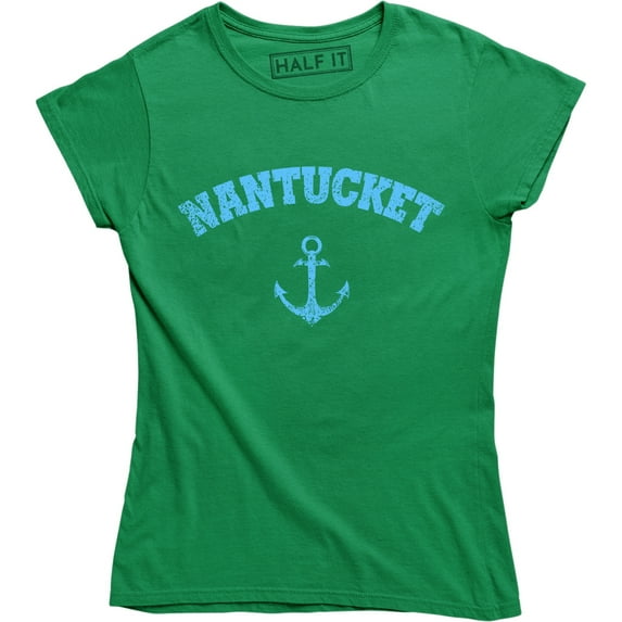 Beach Sun Nantucket Massachusetts Women's Vintage Anchor Design T-Shirt