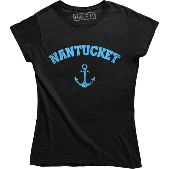 Beach Sun Nantucket Massachusetts Women's Vintage Anchor Design T-Shirt