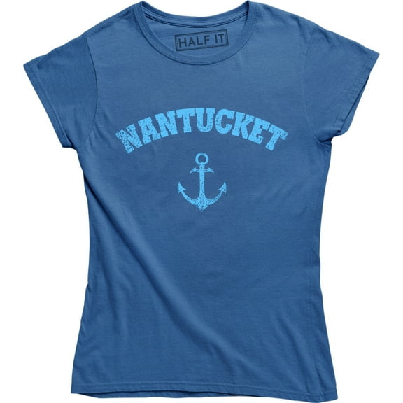 Beach Sun Nantucket Massachusetts Women's Vintage Anchor Design T-Shirt