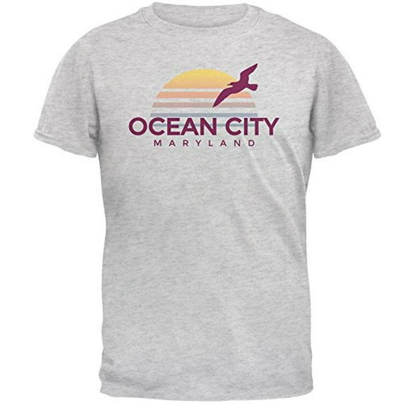 Beach Sun Ocean City Maryland Mens T Shirt Light Heather Grey LG