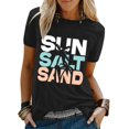 thumbnail image 1 of Beach Sun Salt Sand Tshirt for Women Coconut Tree Letter Graphic Tees Summer Vacation Shirts Loose Fit Casual Tops, 1 of 3