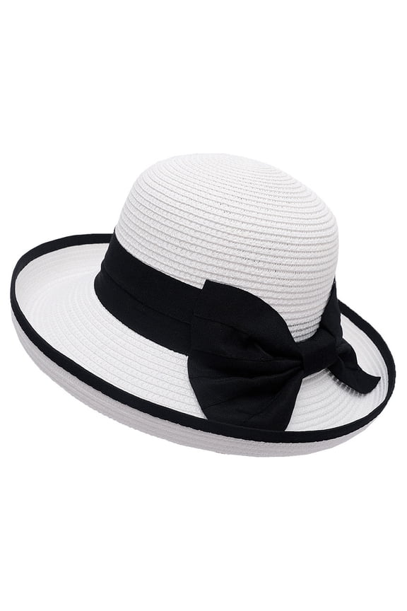 Beach Sun Straw Hats for Women CQXIDFH Floral Round Top Fisherman Hat, Casual Small Bowler Basin Cap, Autumn Winter Daily Headwear, Cowboy Hat (White, One Size)
