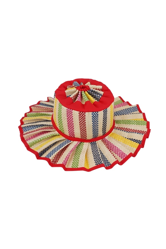 Beach Sun Straw Hats for Women, Floppy Wide Brim Summer Straw Hats, Foldable Packable Roll up Cap,Red