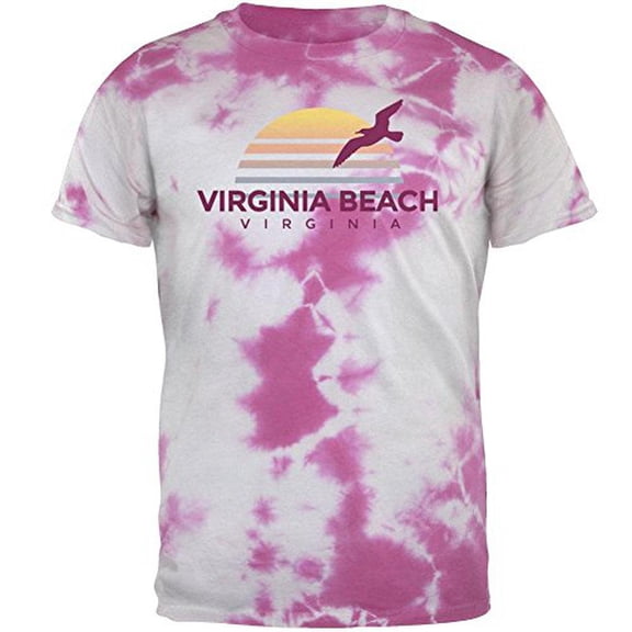 Beach Sun Virginia Beach Virginia Mens T Shirt Lightning Pink Tie Dye MD