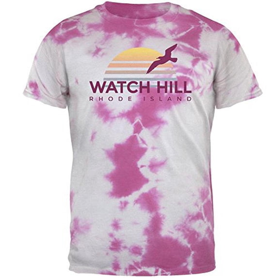 Beach Sun Watch Hill Rhode Island Mens T Shirt Lightning Pink Tie Dye 2XL