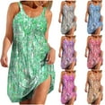 thumbnail image 1 of Beach Sundresses for Women 2024 Plus Size Printed Round Neck Pleated Vacation Style Dress Gifts for Womens ~, 1 of 6