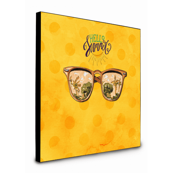 Carolines Treasures BB8207UP88 8 x 8 x 0.625 in. Beach Sunglasses Yellow Polkadot Artwork Panel Wall Decor
