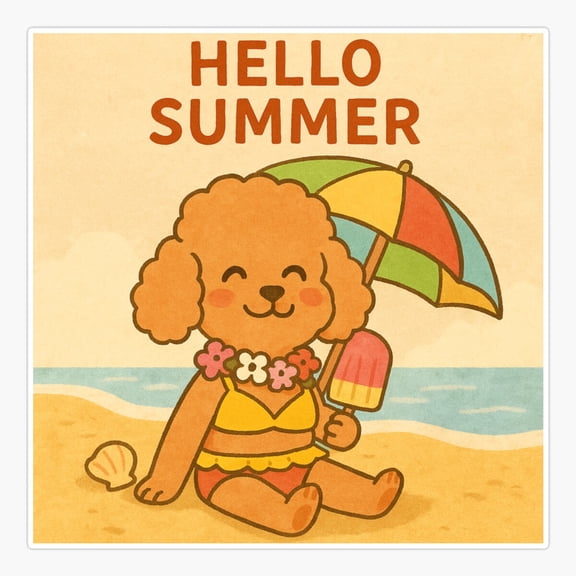 Beach Sunny Coastal Everyday Decor Art Retro Style Vinyl Sticker