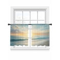 thumbnail image 1 of Beach Sunrise Sheer Curtains 45 Inch Long 2 Panels, Ocean Sky Sea Water Wave Light Filtering Rod Pocket Curtains, Sheer Voile Drapes for Living Room Bedroom, 52"x45", 1 of 8