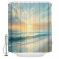 thumbnail image 1 of Beach Sunrise Shower Curtain, 48" x 72", Ocean Sky Sea Water Wave Waterproof Bathroom Curtain Washable Shower Curtain Set with 12 Hooks, 1 of 6