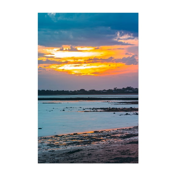 Beach Sunset 01 - San Remo Victoria Australia Photography Sunset Seascape Coastal Ocean Water Landscape Scenic Unframed Wall Art Print 8 x 12 inches