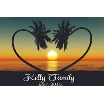 Beach Sunset Beautiful Scenery Customized Name Wall Decal - Custom Vinyl Wall Art - Personalized Name - Baby Girls Boys Kids Bedroom Wall Decal Room Decor Wall Stickers Decoration Size (15x30 inch)