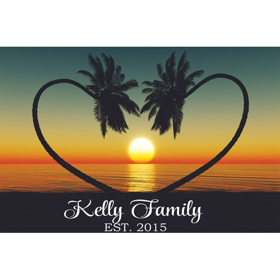 Beach Sunset Beautiful Scenery Customized Name Wall Decal - Custom Vinyl Wall Art - Personalized Name - Baby Girls Boys Kids Bedroom Wall Decal Room Decor Wall Stickers Decoration Size (15x30 inch)