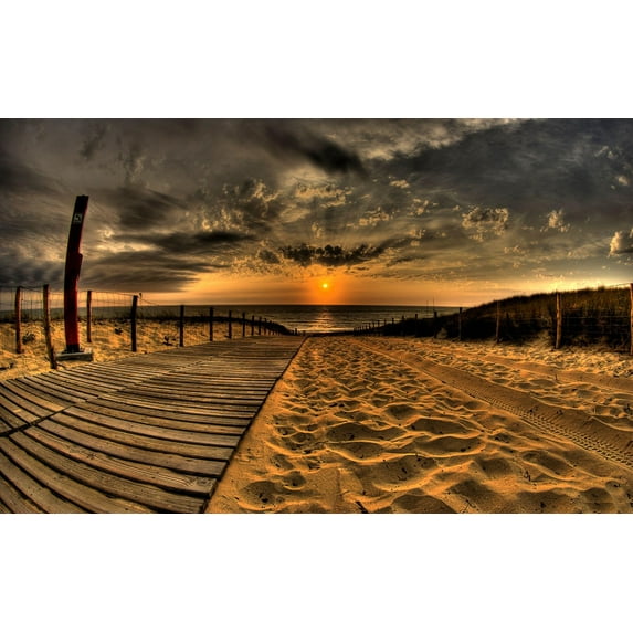 Beach Sunset Canvas Art Landscape Picture Wall Art Framed Painting Wall Decor For Home Office Bedroom Reeady to Hang