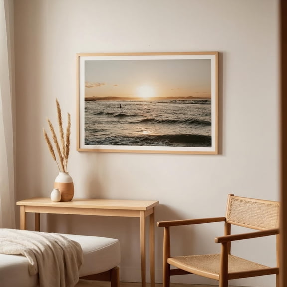 Beach Sunset Coastal Wall Art Poster Boho Beach Poster Landscape Poster For Living Room Beach House Sunset Ocean Poster For Housewarming, Unframed Poster Size 8x12