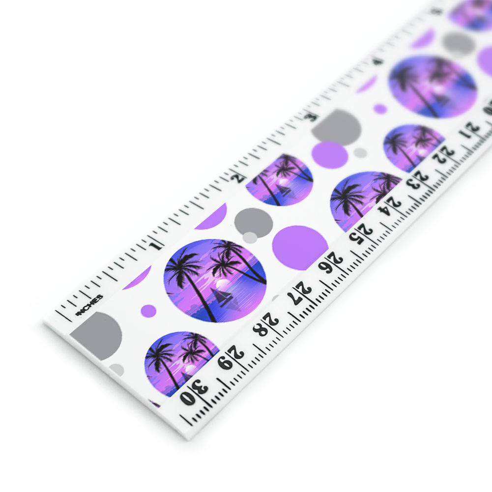 Beach Ruler Beach Sunset Graphic Sail Boat Blue Purple 12 Inch Standard and Metric ...
