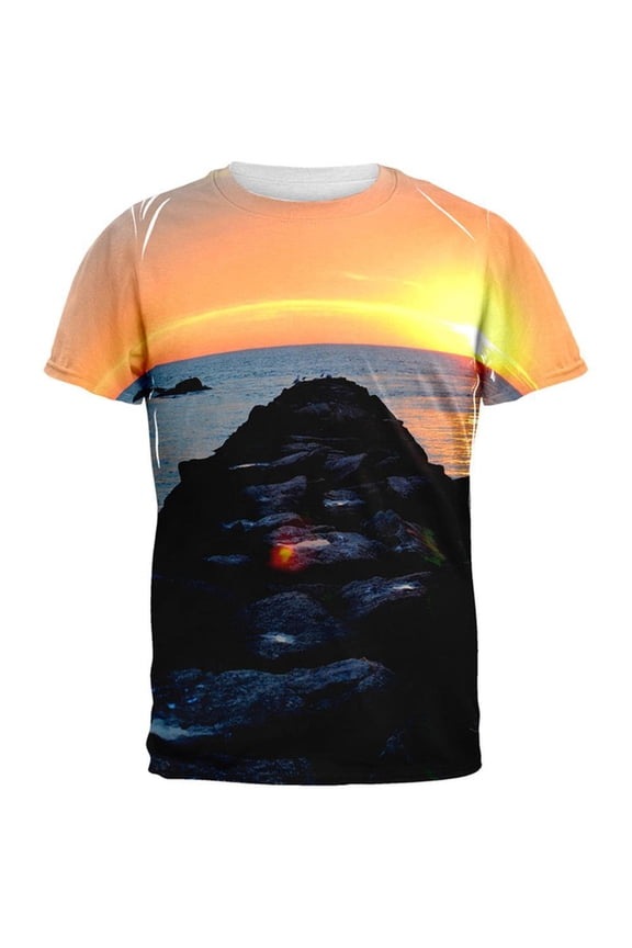 Beach Sunset Jetty Pete Cohen All Over Adult T-Shirt - Large