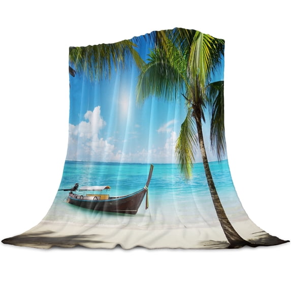 Beach Sunset Ocean Light Thin Flannel Blanket Custom Super Warm Soft Blankets Throw on Sofa Bed Travel Bedspread King Size