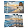 thumbnail image 1 of Beach Sunset Placemats Set of 4 Ocean Spray Sea Romance Scenery Heat Insulation Washable Place Mats, Rustic Non-Slip Table Mats for Dining Table Party Kitchen Decor,13x19 Inch, 1 of 9
