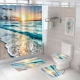 thumbnail image 1 of Beach Sunset Shower Curtain Set for Bathroom, Ocean Tropical Palm Purple Sky Waterproof Polyester Curtains 71WX71H Inch 12 Pack Hooks Sunset, 1 of 6