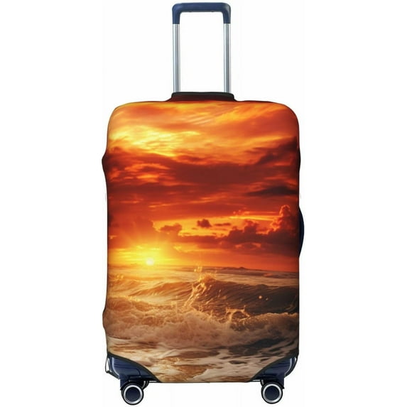 Beach Sunset Travel Luggage Suitcase COVER, Washable Suitcase COVERS Elastic, L - Fits 25-28 inch luggage (No Suitcase)