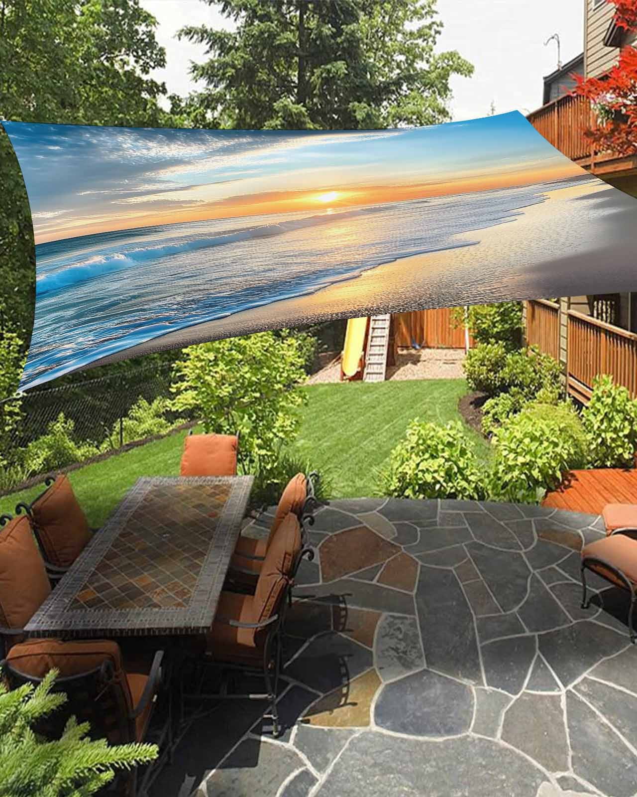 Beach Sunset Waterproof Sun Shade Sail Ocean Spray Sea Romance Scenery ...