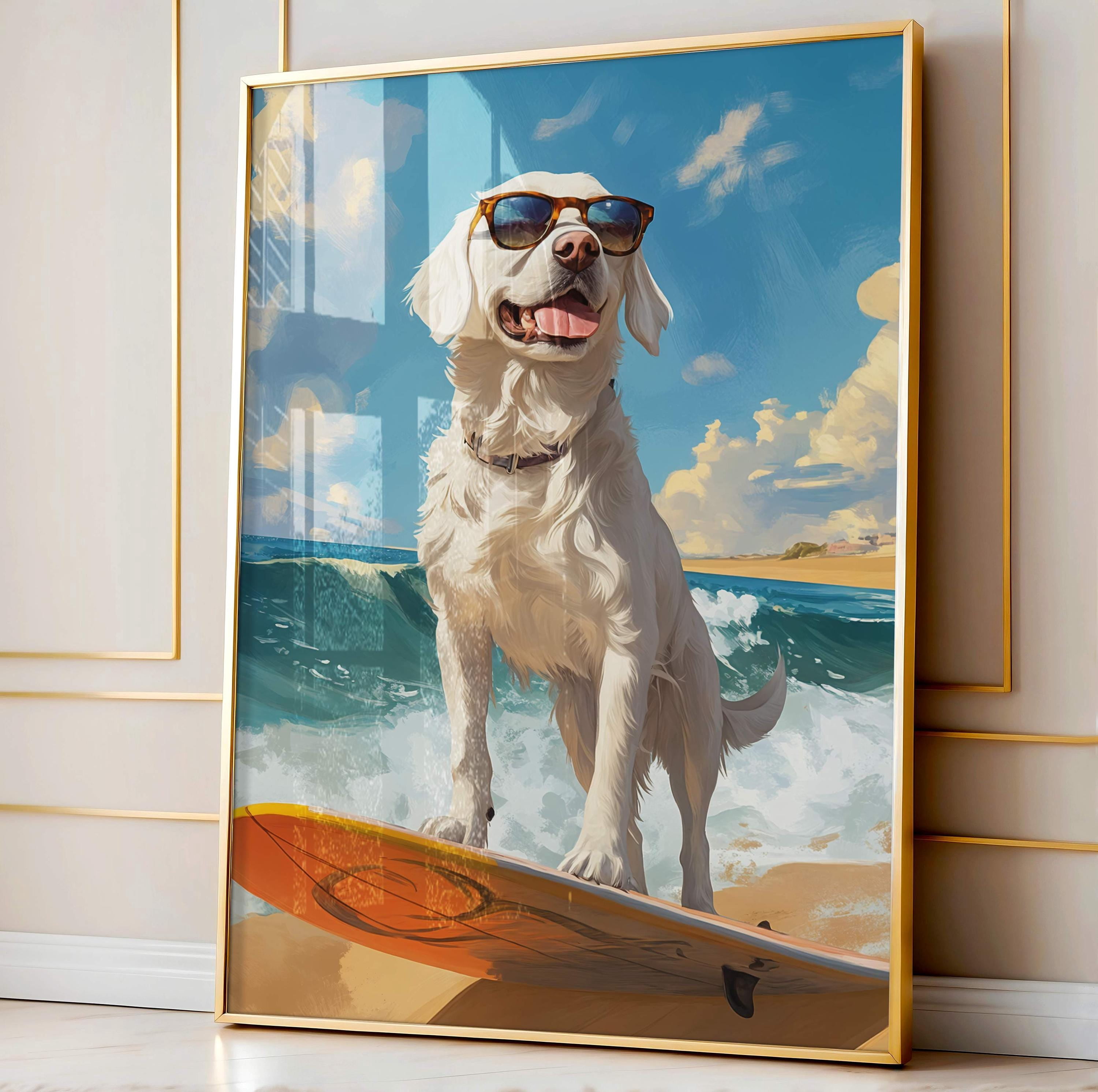 Beach Surf Artcoastal Artwhite Lab Beachy Surfing Beach Artsummer ...