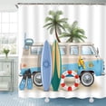 thumbnail image 1 of Beach Surf RV Fabric Shower Curtain Set for Bathroom Decor 72Wx72H Inch Coastal Theme Bath Accessories for Men Boys Tropical Palm Trees Pattern Camping Car Bathtub 12 Pack Plastic Hooks, 1 of 5
