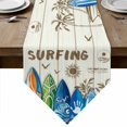 thumbnail image 1 of Beach Surfboard Table Runner Linen Burlap Table Runner 70 Inches Long Summer Sea Surfing Tropical Botanical Tree Dresser Scarves for Kitchen Island Coffee Dining Room Party Holiday Decor 13"x70", 1 of 8