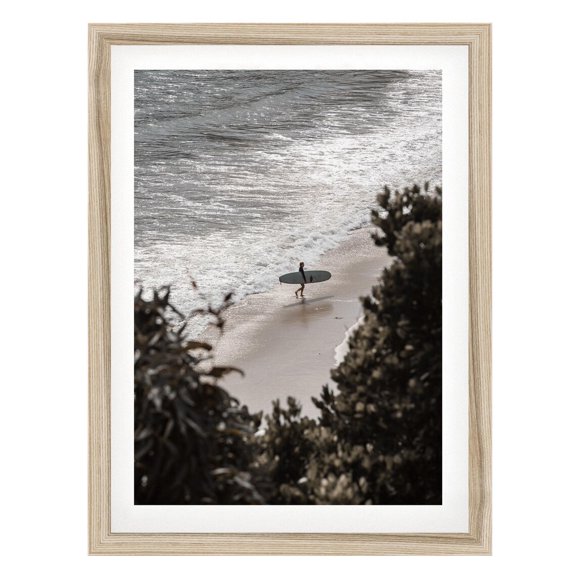 Beach Surfer Photography Print Minimalist Surf Picture Coastal Wall Art, Unframed Paper Print