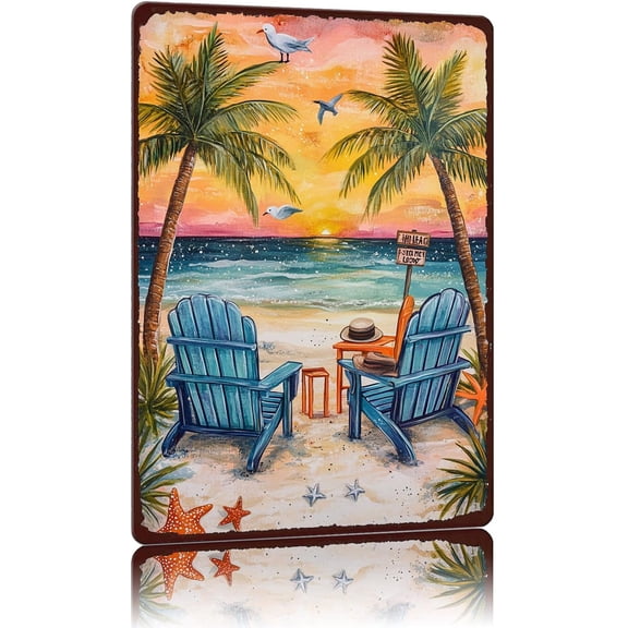 Beach Surfing Boards Tin Sign Summer Metal Sign Wall Decor for Backyard Outdoor Home Bedroom Bar 128 Inch