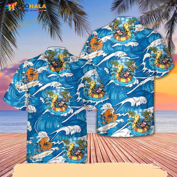 Beach Surfing Skull 3d Hawaiian Tropical Hawaii Shirt Father
