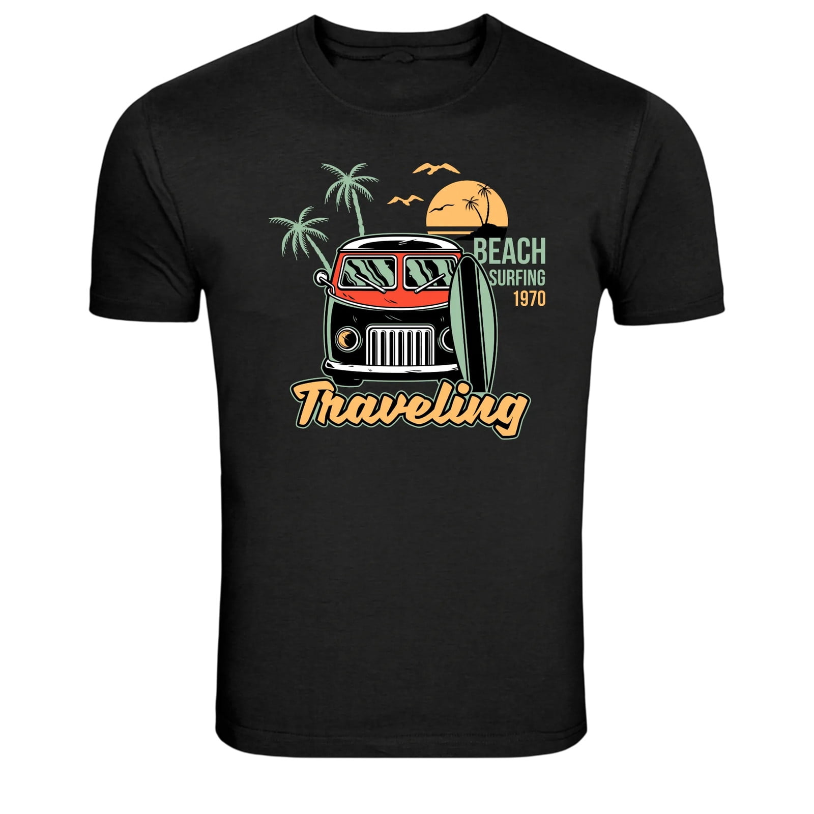 Beach Surfing Van Traveling Summer Graphic T-Shirt